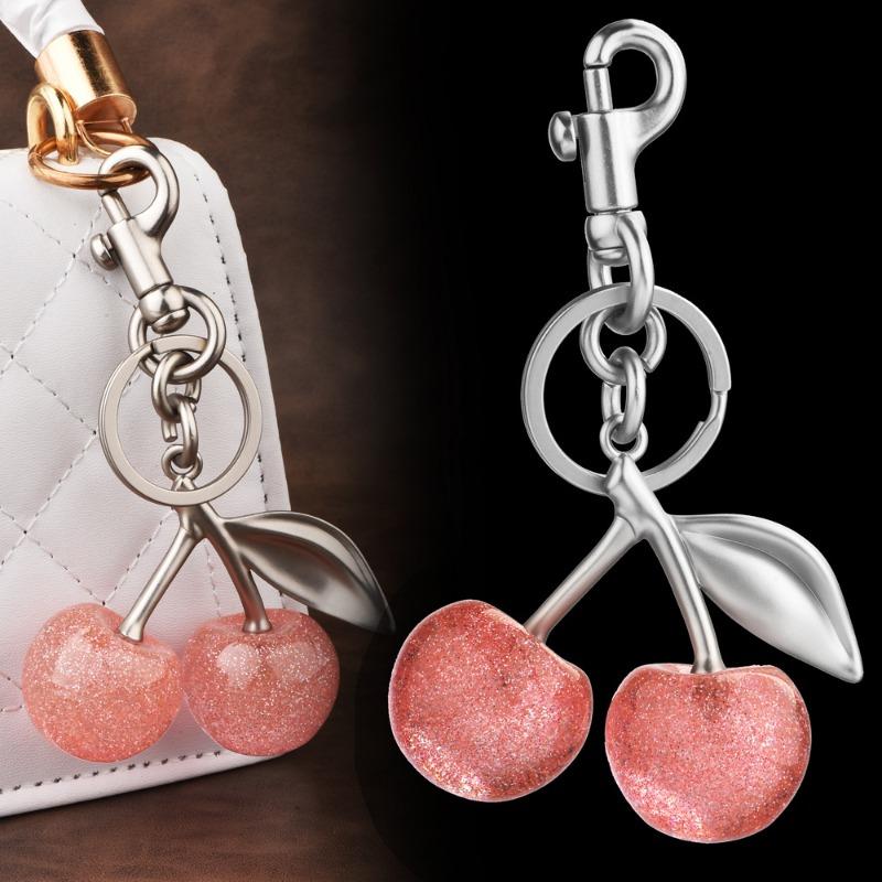Fruit pendants, accessory jewelry, bag pendants, multi-color cherry lock rings, fashionable and personalized bag pendants