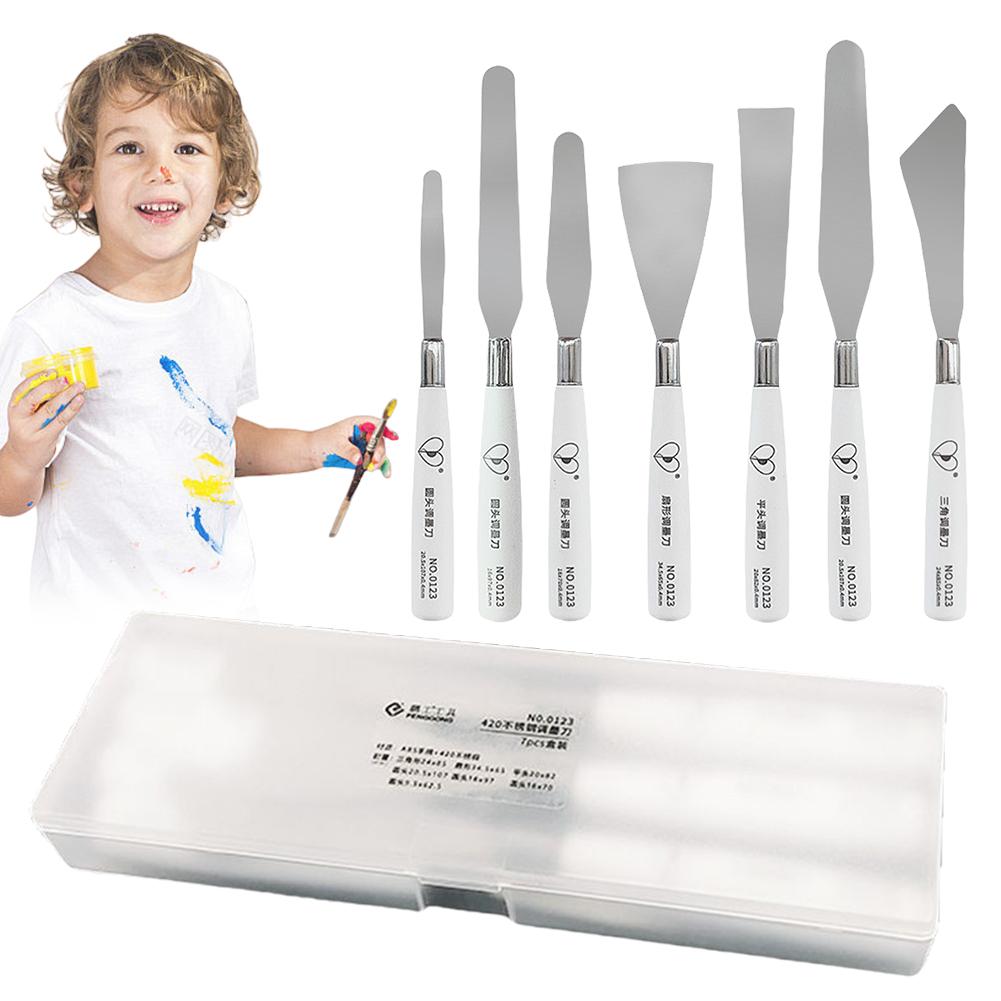 7 Pcs Oil Painting Knife Stainless Steel Palette Knife Oil Painting Scraper Set Oil Paint Metal Knives Painting Knives Art Tools Italy