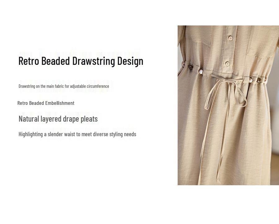 2026 SAER Summer Slimming Short-Sleeve Shirt Dress with Cinched Waist