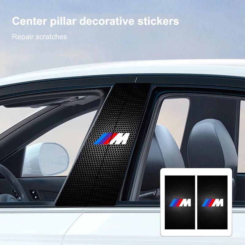 2 szt. Folia ochronna na słupek środkowy z logo samochodu Naklejka odporna na zarysowania Naklejka do BMW E60 E46 E39 E38 E90 E36 F30 E30 E31 E34 F10 F20 E87 E92 E91 X1 X5 X3 X6