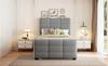 Upholstered Bed 90 X 190 Cm with Pull-Out Bed, Flat Single Bed In Skin-Friendly Velvet Fabric, Children's Bed Youth Bed Guest Bed (Grey)