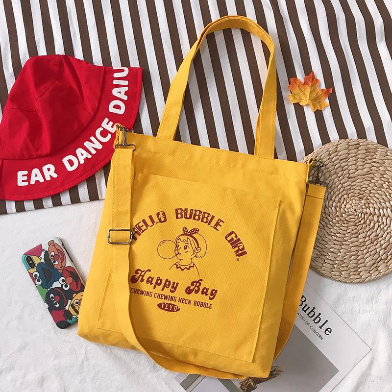 New canvas bag women's trend simple fashion women's bag shoulder bag fresh element handbag