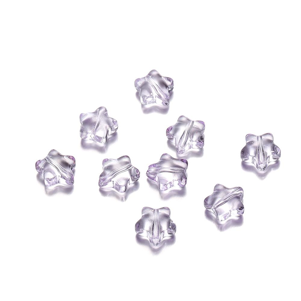 30pcs 8mm Colorful Five-pointed Star Glass Beads Loose Spacer Beads for DIY Handmade Jewelry Making Bracelet Accessories