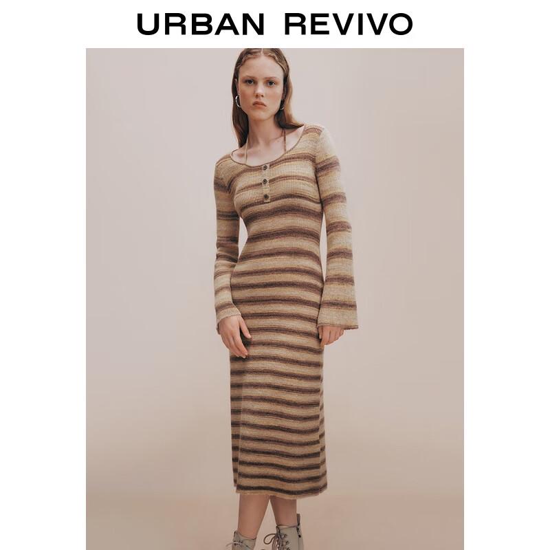 Women's 2025 Autumn Striped Knit Tie-Waist Dress