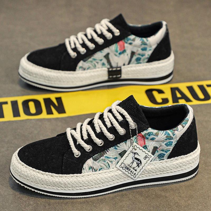 

Low-top board shoes men s shoes spring and summer 2024 new straw corduroy cloth shoes men s flat-bottomed personalized trendy shoes students 39