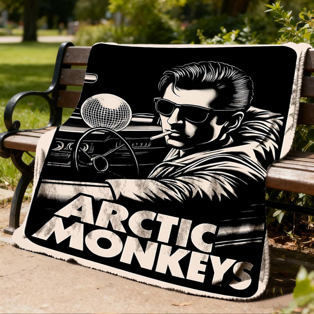 1pc Arctic Monkeys Poster Outdoor Flannel Blanket, Cozy & Warm Soft Te Playful Design, Napping Camping,