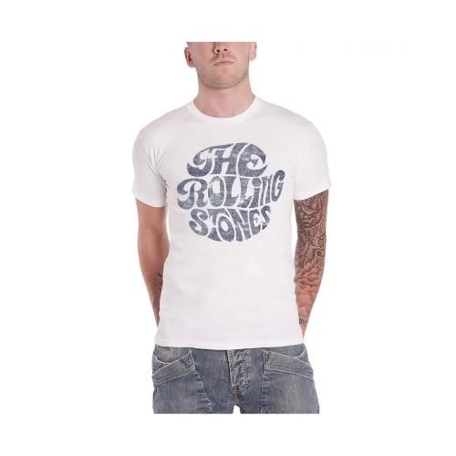 The Rolling Stones Unisex Adult 70s Vintage Logo T-Shirt L blanc