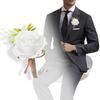 Best Man Brooch Pastoral Style Natural Romantic Realistic Rose Decorative Faux Pearl Wedding Party Groomsman Coat Pin Wedding Prop