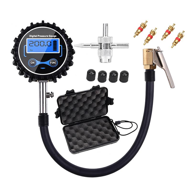 Digital Tire Air Prdigital Tire Air Pressure Gauge With Quick Clip Air Chuck Pressure Monitoring Tools Tester For Car Motorcycle