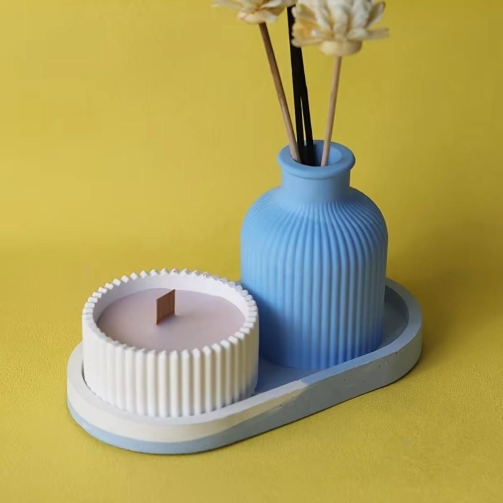 Nouveau Moule en Silicone Rond Motif Rayé Boîtes de Rangement Multifonctionnelles Moule Vases DIY Moule Fabrication de Bougies