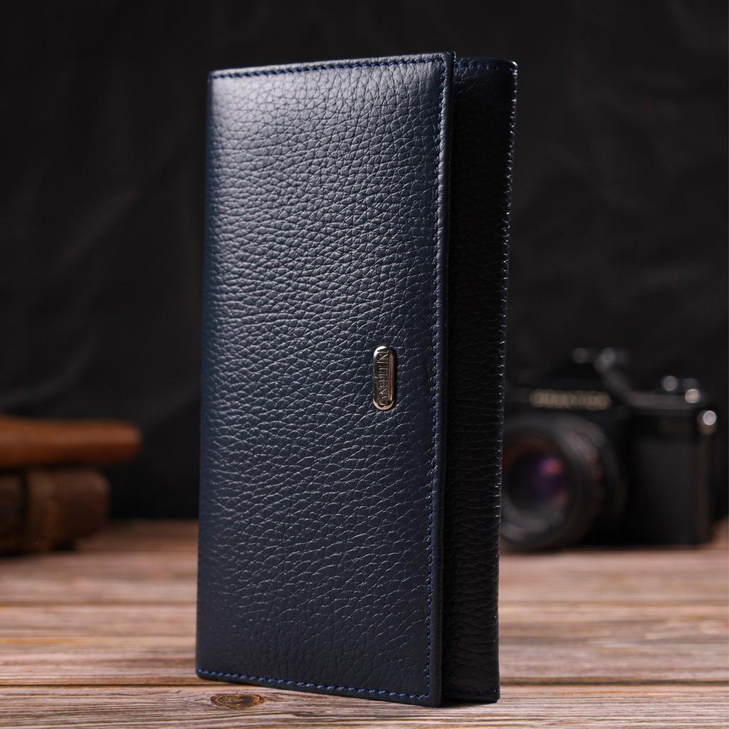 Women's Roomy Wallet Made of Genuine Leather CANPELLINI 21830 Blue