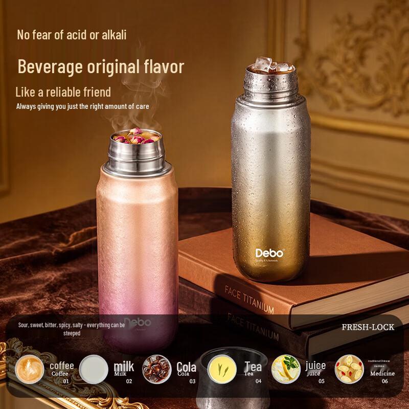 Debo Pure Titanium Portable Vacuum Insulated Water Bottle