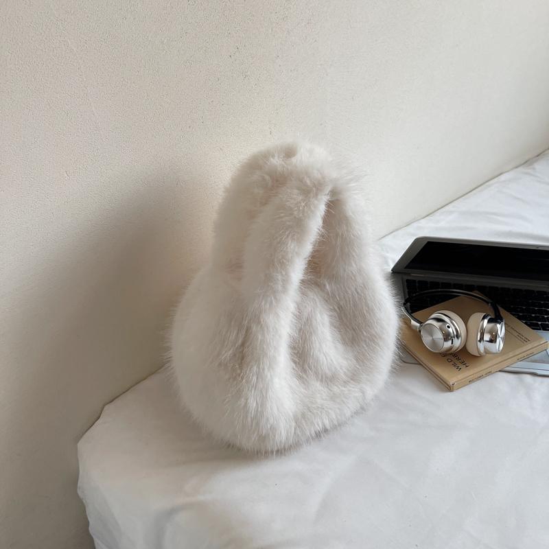 Women's Plush Handbag Solid Color Shoulder Bag