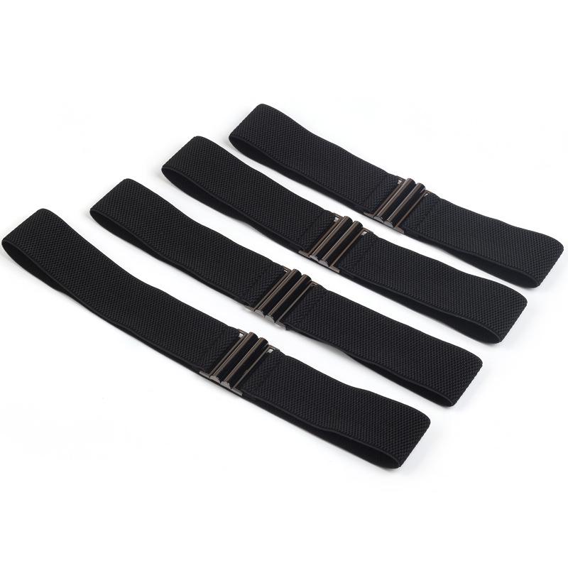 Korean Style Black Wide Women's Elastic Waist Belt with Alloy Buckle