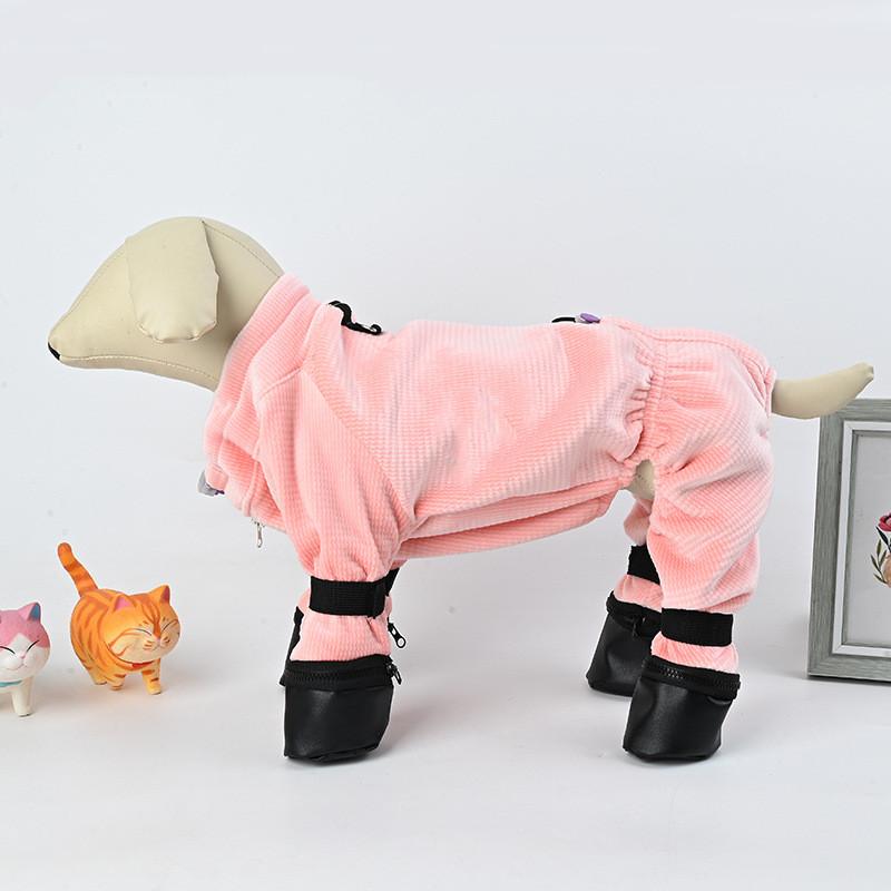 

Winter Pet Apparel Jumpsuit Shoes Yorkshire Pomeranian Maltese Poodle Bichon Schnauzer Clothes Puppy Clothing Dog Costume Outfit S рожевий