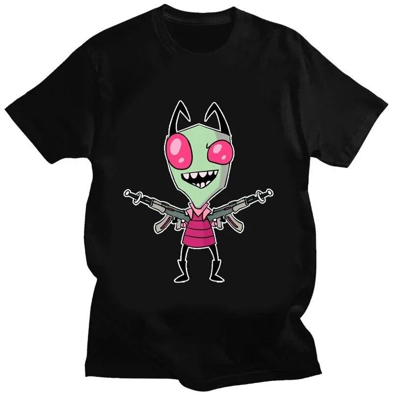 Kawaii Invader Zim Graphic TShirt Happy Hug Ready Zim Image Cute Cartoon T Shirt Unisex Women Retro T Shirt Oversized T Shirt