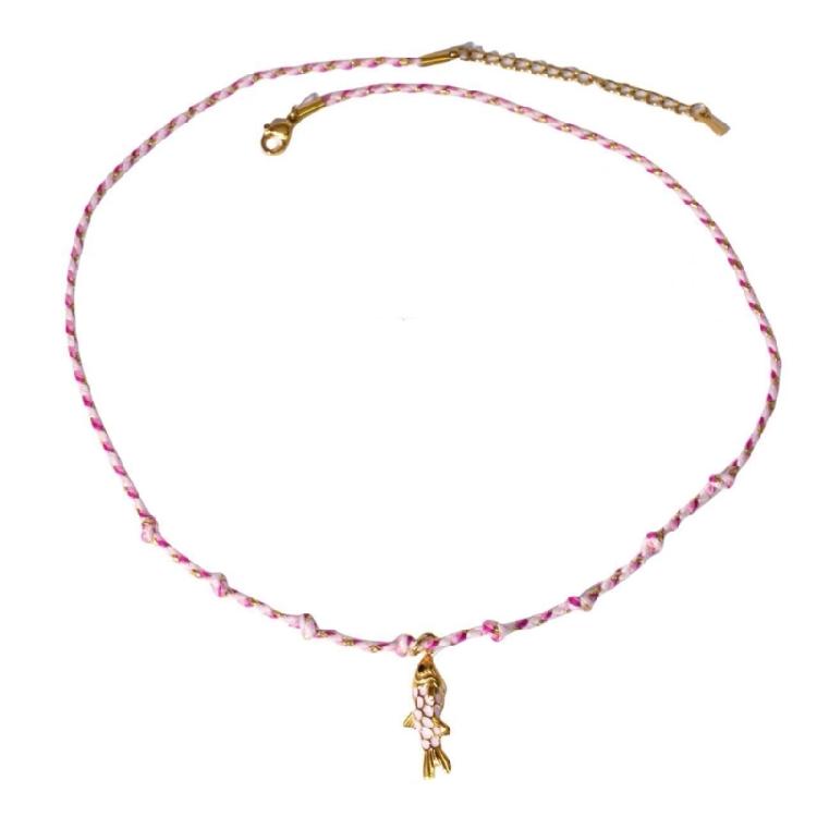 Trendiges Fischdesign Verstellbare Seilkette Edelstahl-Anhänger Halskette Weicher Bequemer Schmuck für Damen Herren Geschenk