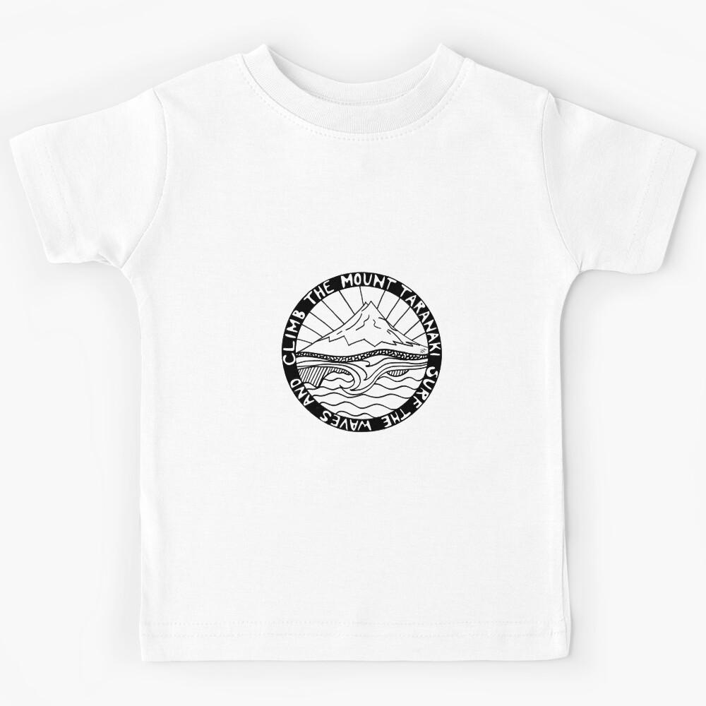 Surf the waves and climb the Mount Taranaki Kids T-Shirt 140