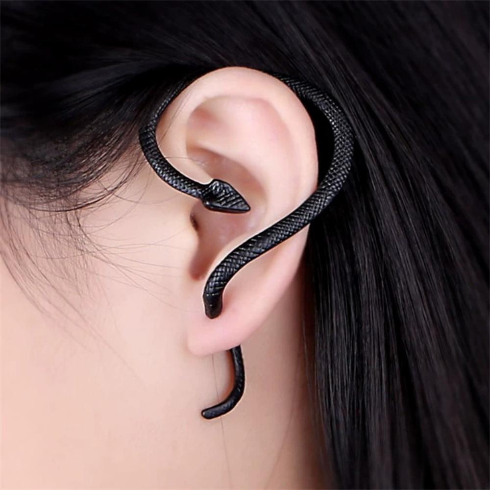 

1 PCS Fashionable Retro Exaggerated Spiral Snake Earrings Unique Personality Non-Mainstream Single-Sided Ear Hanging Accessory чорний