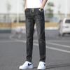 Men's Slim Straight Jeans Elastic Waist Drawstring Trendy Skinny Pants Stretchy Fashionable Durable Long Pants