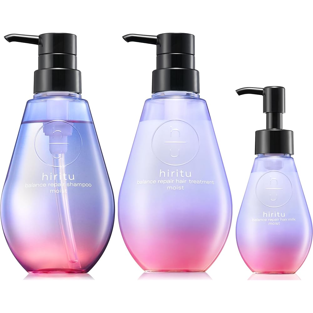 

Hiritu Balance Repair Shampoo, Hair Treatment, and Hair Milk Moist 3-Piece Set with PPT and Amino Acid-Based Cleansing Ingredients for Damage Repair,