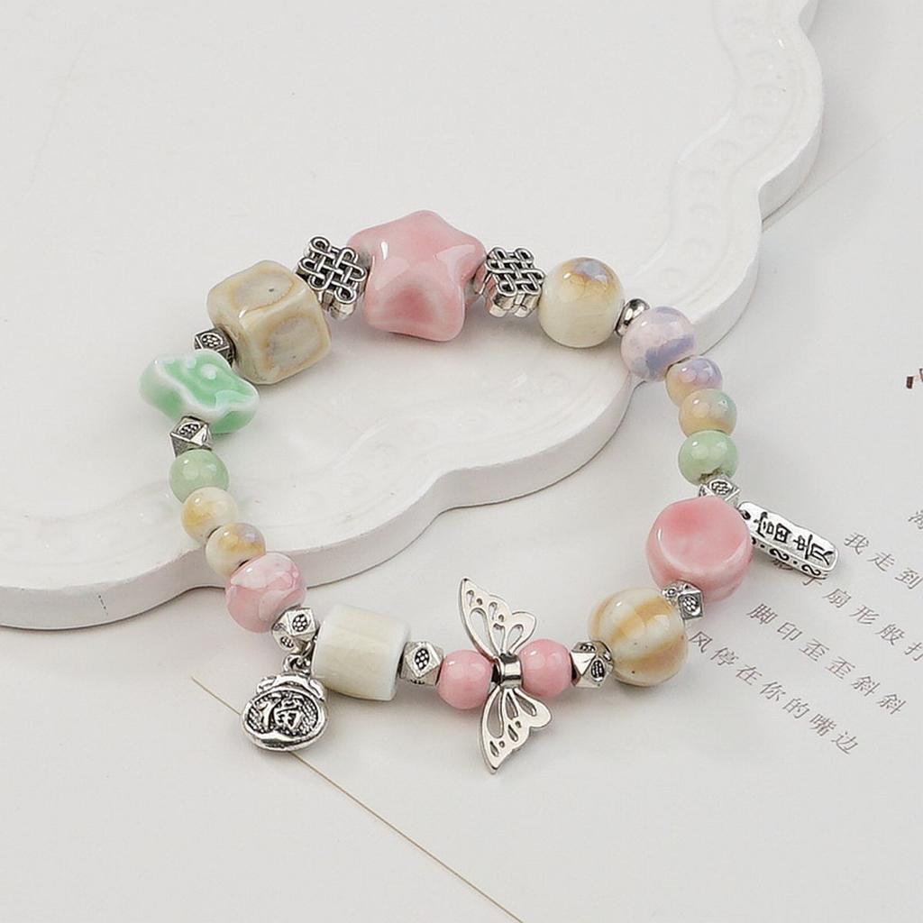 Ceramic beaded bracelet small fresh ancient style national style simple bracelet summer