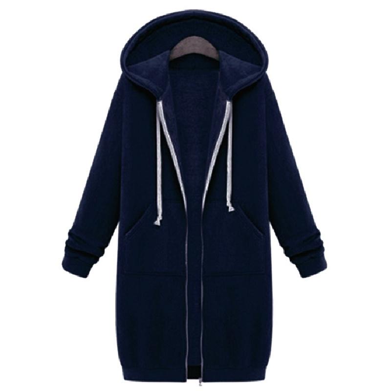 Womens Long Sleeve Zip Up Hooded Jacket Cozy Cardigan Coat In Multiple Trendy Colors