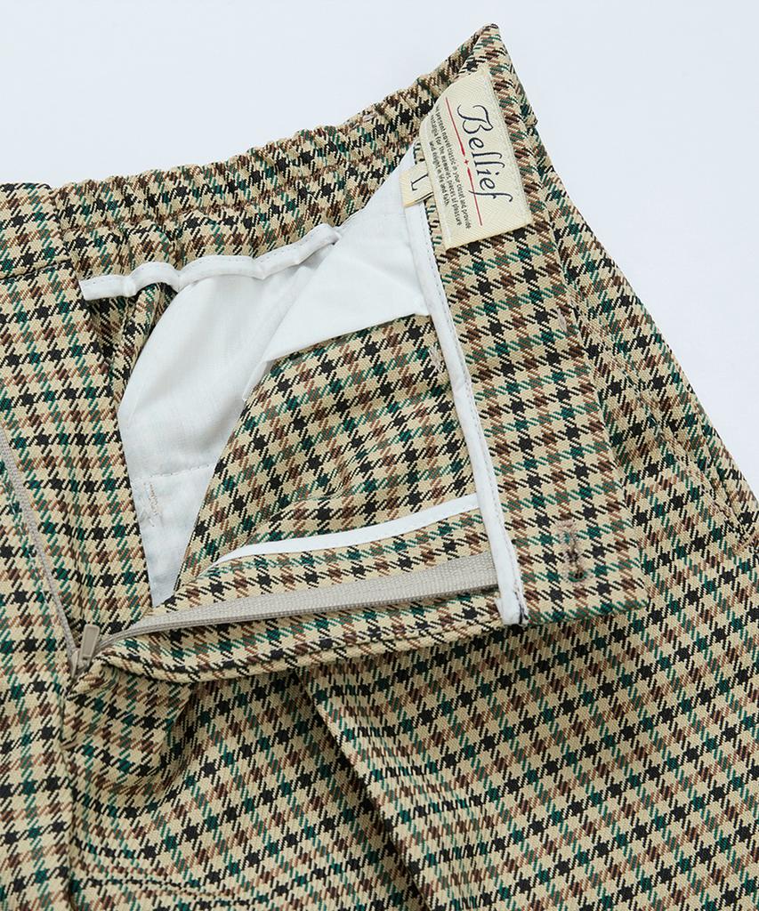 BELLIEF Gun Club Check Single Pleat Banding Chino (Check)_Japan Fabric