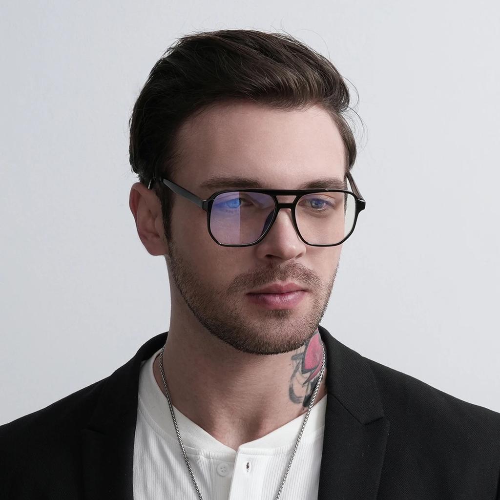 Square Double Anti Blue Light Glasses Men Blue Light Blocking Glasses Women Eyeglasses Frame Optical Eyewear Computer