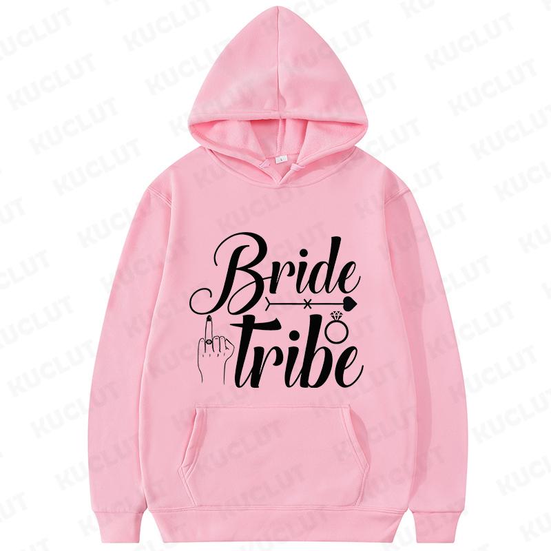Fashion Team Bride Tribe Hoodies Women Ring Crown Print Soft Pullover Sweatshirts for Wedding Bachelorette Party Outerwears