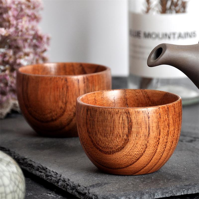 Wooden Cup Wood Coffee Tea Beer Juice Milk Water Mug Coffee Beer Mug with Wood Handle Retro Office Kitchen Drinkware Accessories