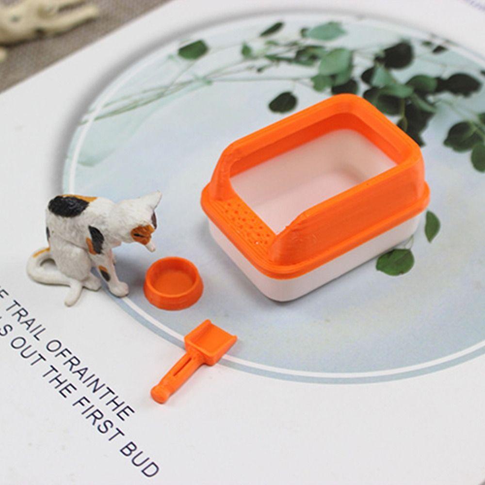 3Pcs/set Mini Cat Litter Box Miniature Doll Home Decoration Cute Pet Supplies