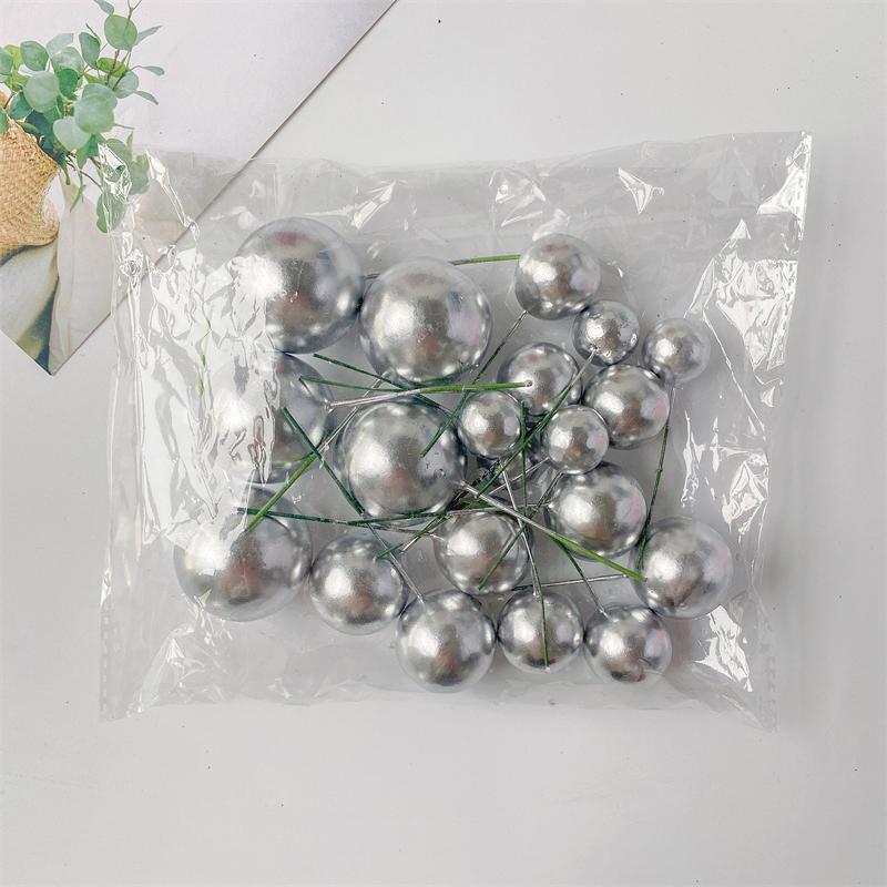 20PCS Cake Topper Ball Set 2cm-4cm Spheres DIY Christmas Ball Birthday Cake Decoration for Party Celebrate Wedding Glitter Balls