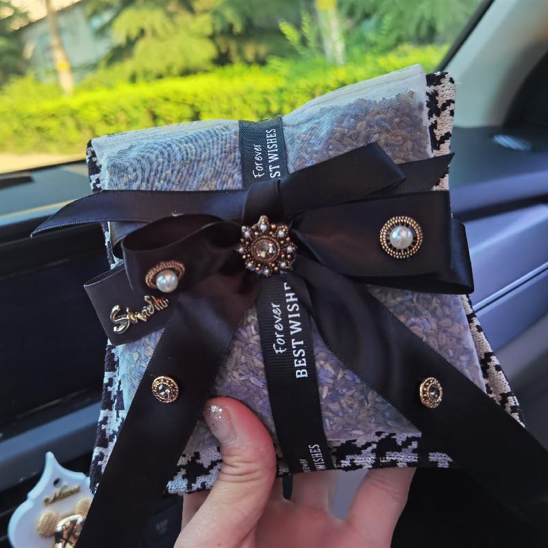 Houndstooth Bowknot Bamboo Charcoal Air Freshener Bag For Car And Home