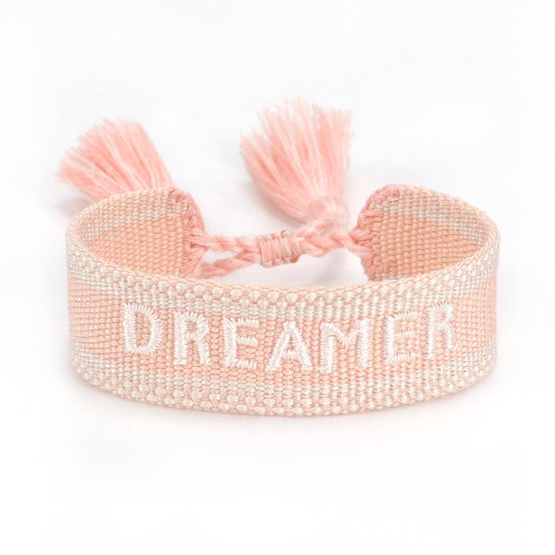 European & American Cross-border Embroidery Bracelet | Handmade Tassel & Letter Logo