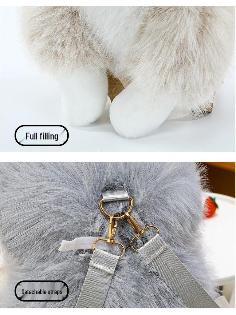 Cross-border Cat Doll Backpack: Plush Simulation Double Shoulder Toy, Ideal Gift for Girls