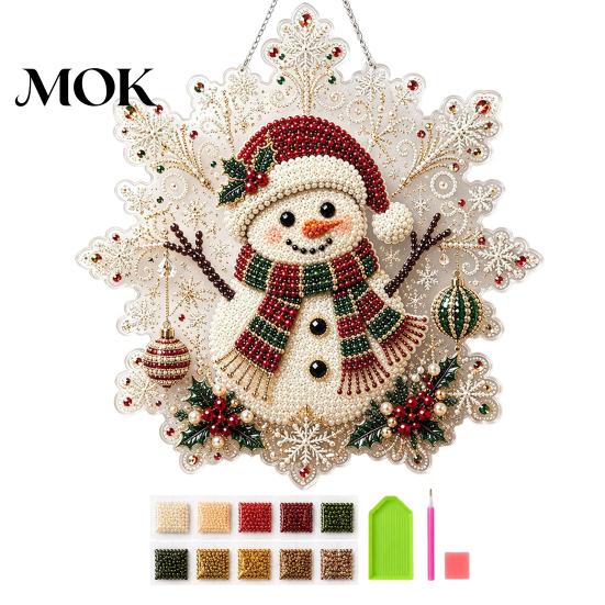Anfängerfreundliche Kunstaktivitäten Weihnachten Falsche Perlenmalerei Sonnenfänger-Set, Acryl-Schneeflockenform-Platte DIY Perlenornamente mit Spitzenrand, 3D