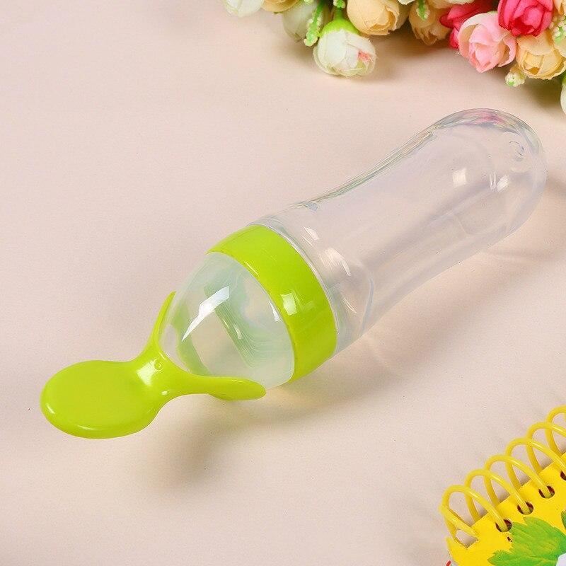 Feeding Bottle Spoon Food Supplement Rice Cereal Bottle Baby Squeeze Spoon Silica Gel Spoon 90ml