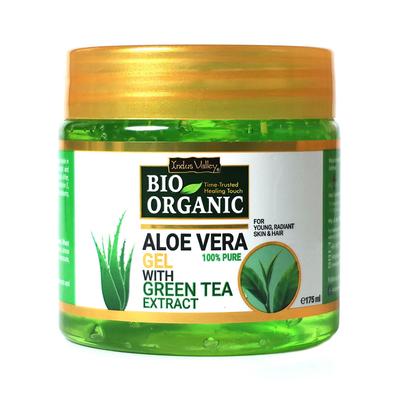 Gel de Aloe Vera Bio Orgânico Puro Multiuso Com Extrato de Chá Verde Para Rosto, 175ml