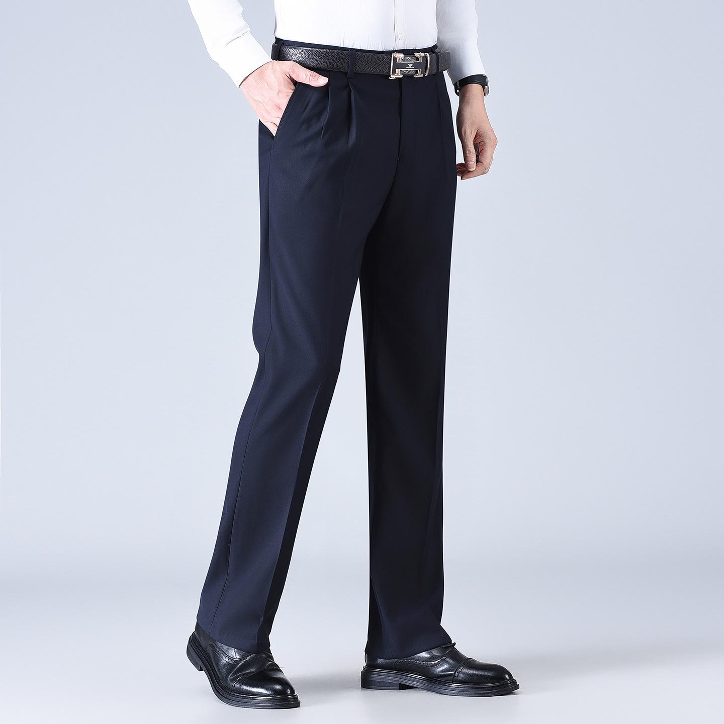 

New Men s Iron-Free Pleated Dress Pants - Straight Leg, Professional Trousers for Middle-Aged Businessmen 44