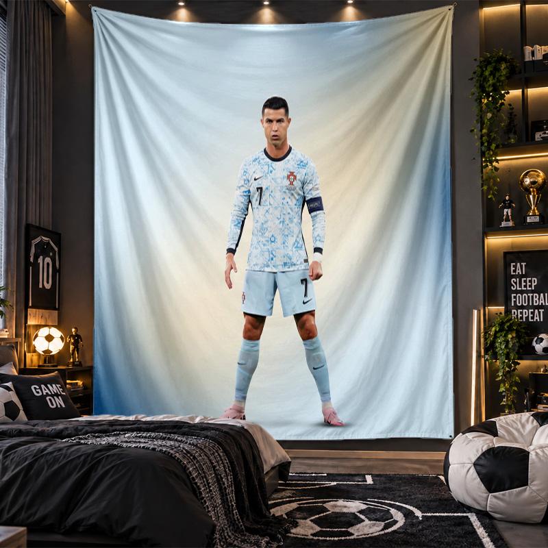 Wall Hanging Tapestry Cristiano Ronaldo Print Cloth for Living Room Bedroom Home Decor