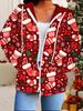 Cardigan à capuche imprimé 3D Noël Grande taille Automne Hiver Rétro