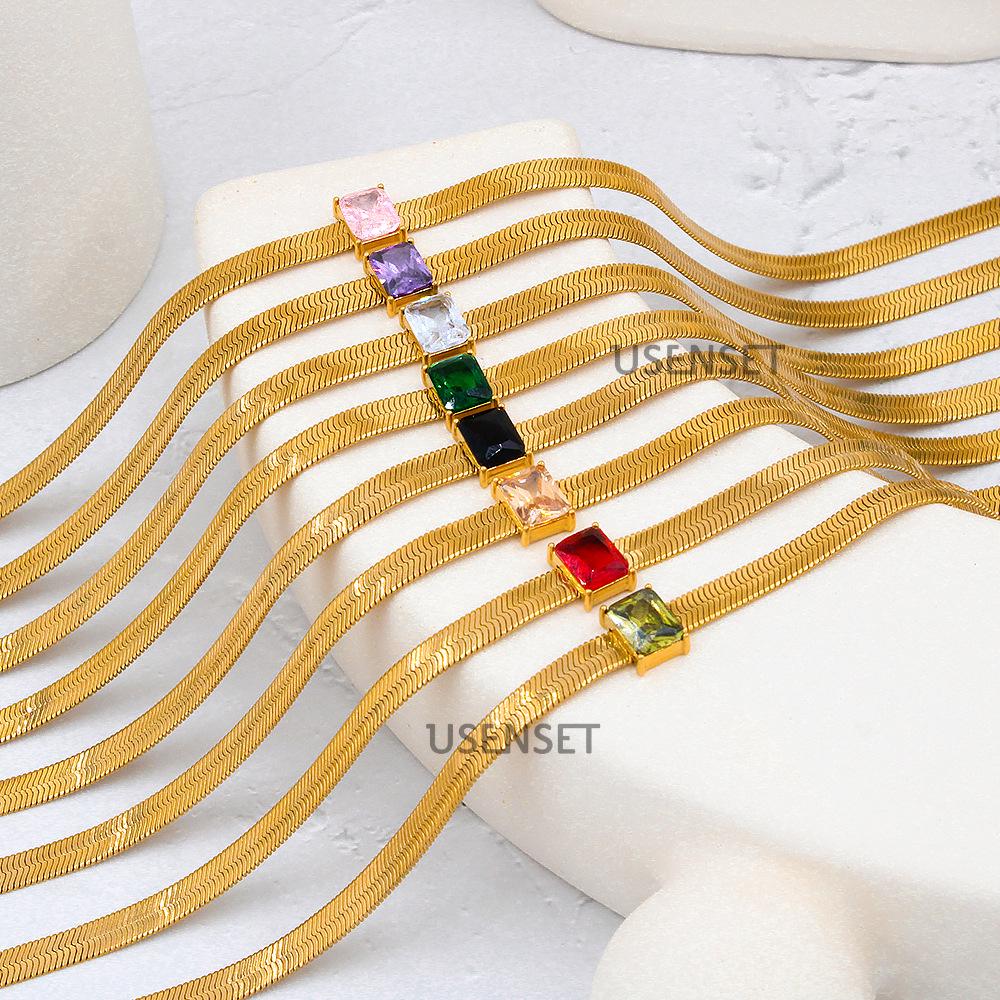 18K Gold Plated Cuban Link Chain Necklace for Women - Stainless Steel, French Retro Design