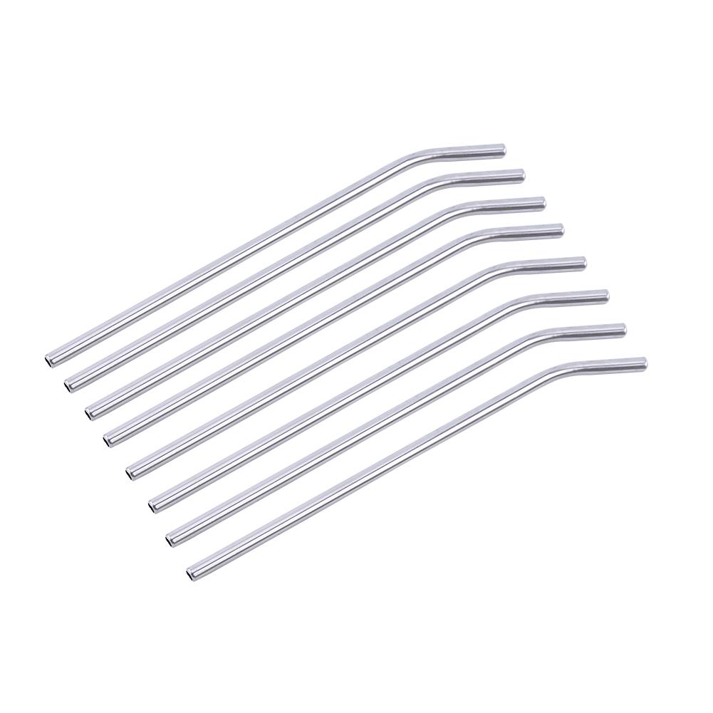 8PCS Stainless Steel Metal Drinking Beverage Straws Set W 3 Reusable Cleaning Brushes Kit