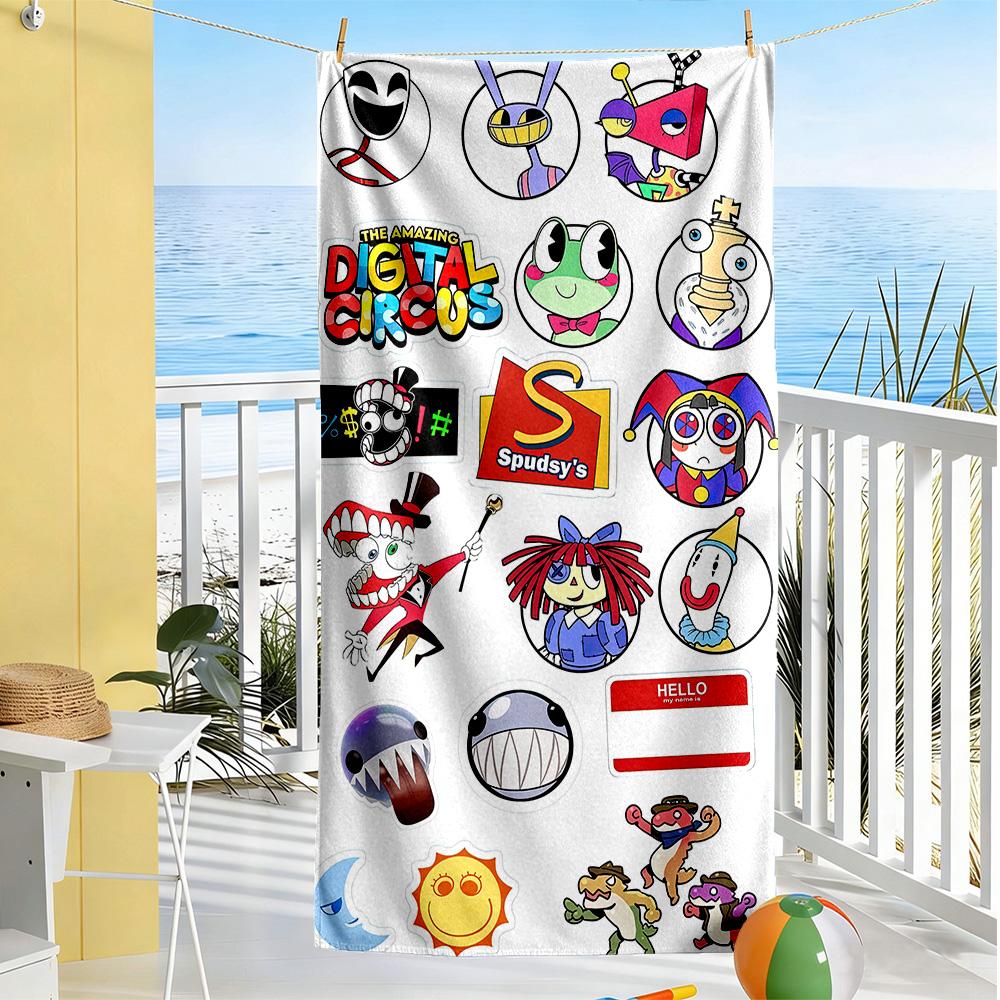 Digital Circus Beach Towel Super Soft Microfiber Quickdry Fabric Comfortable Lightweight