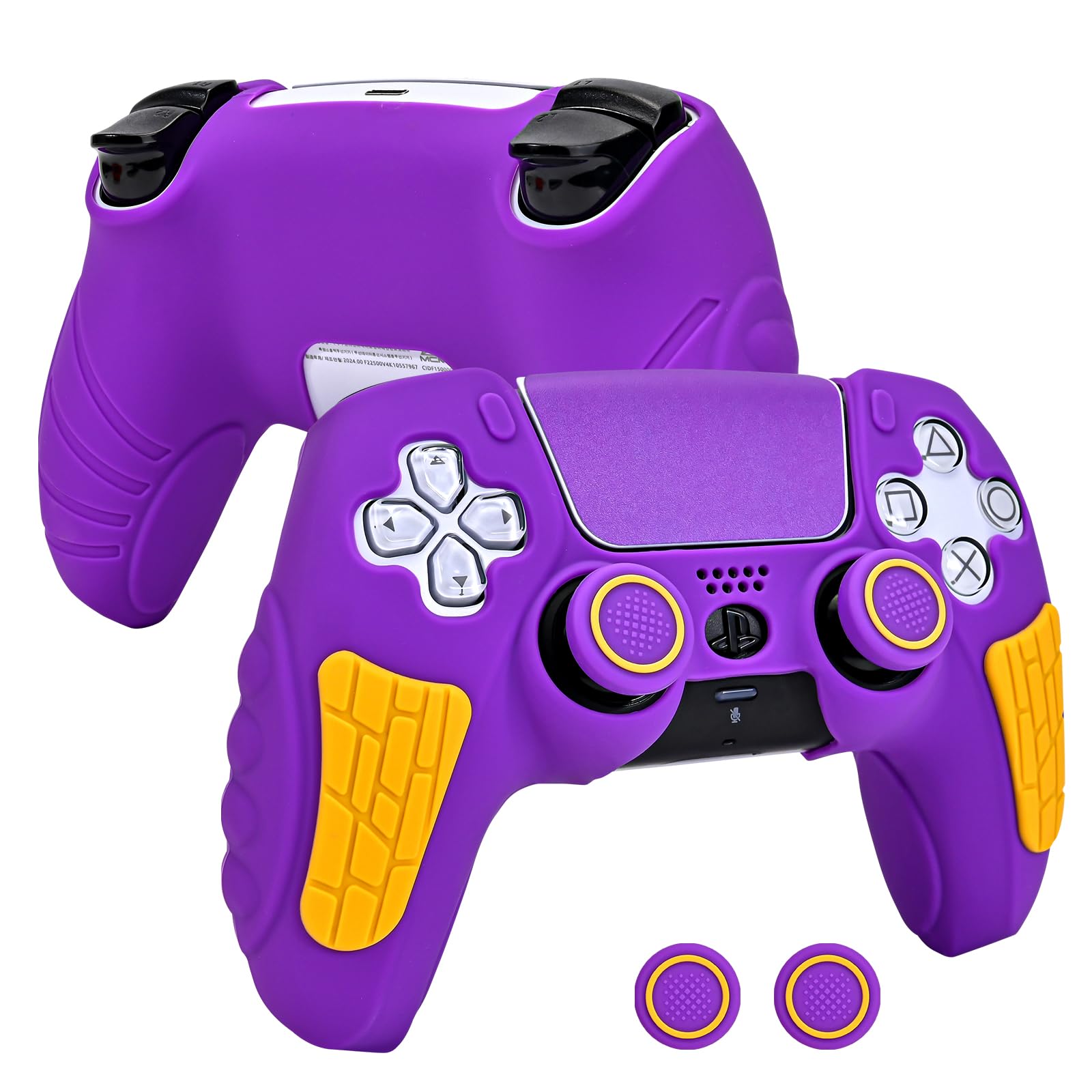 

Dlseego Контролер PS5 Сумісний з PlayStation 5 Захисний Силіконовий Чохол з Легким для Включення 2 Накладки на Кнопки, Контролери, Наліпка, фіолетовий