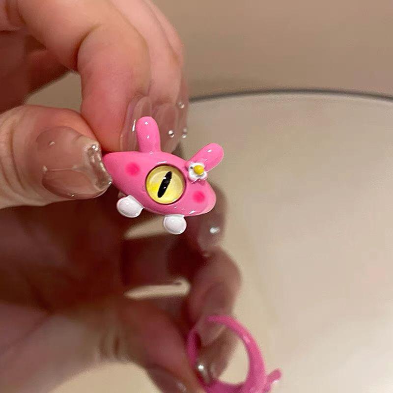 Cute Cartoon Cat Heart Ring – Trendy Fashion Accessory with Big Eyes for Index Finger