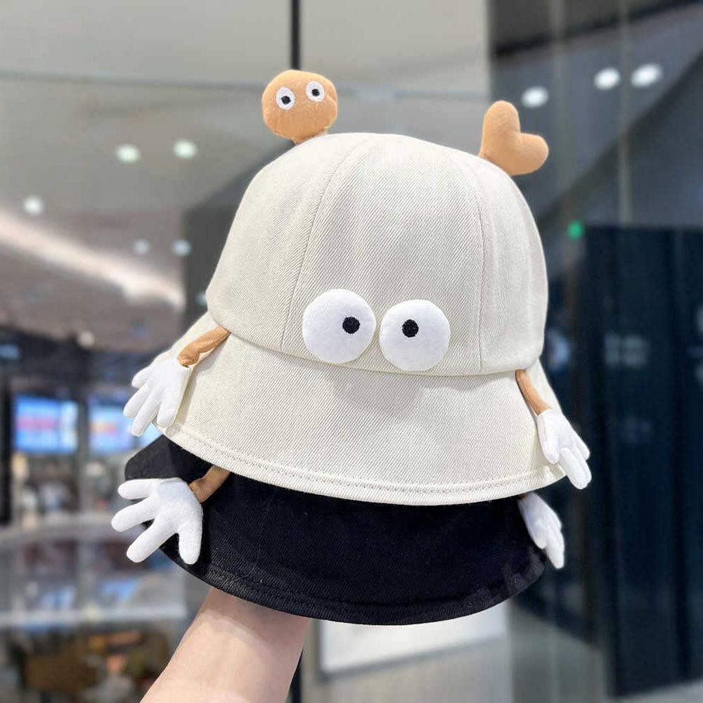 New cute cartoon fisherman hat children spring and summer little monster sunshade sunscreen basin hat shows small face