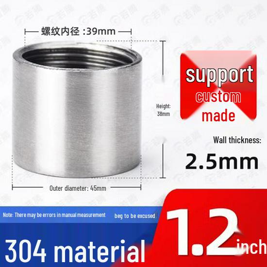 304 Stainless Steel Double Female Thread Pipe Fitting, Internal Thread, 4 to 6 Points, 1 Inch