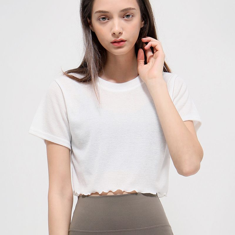 

Summer 2024 New Arrival Short Yoga Clothes Niche Style Yoga Clothes Quick-Drying Crew Neck Loose Sports Fitness Short Sleeve T-shirt White One size